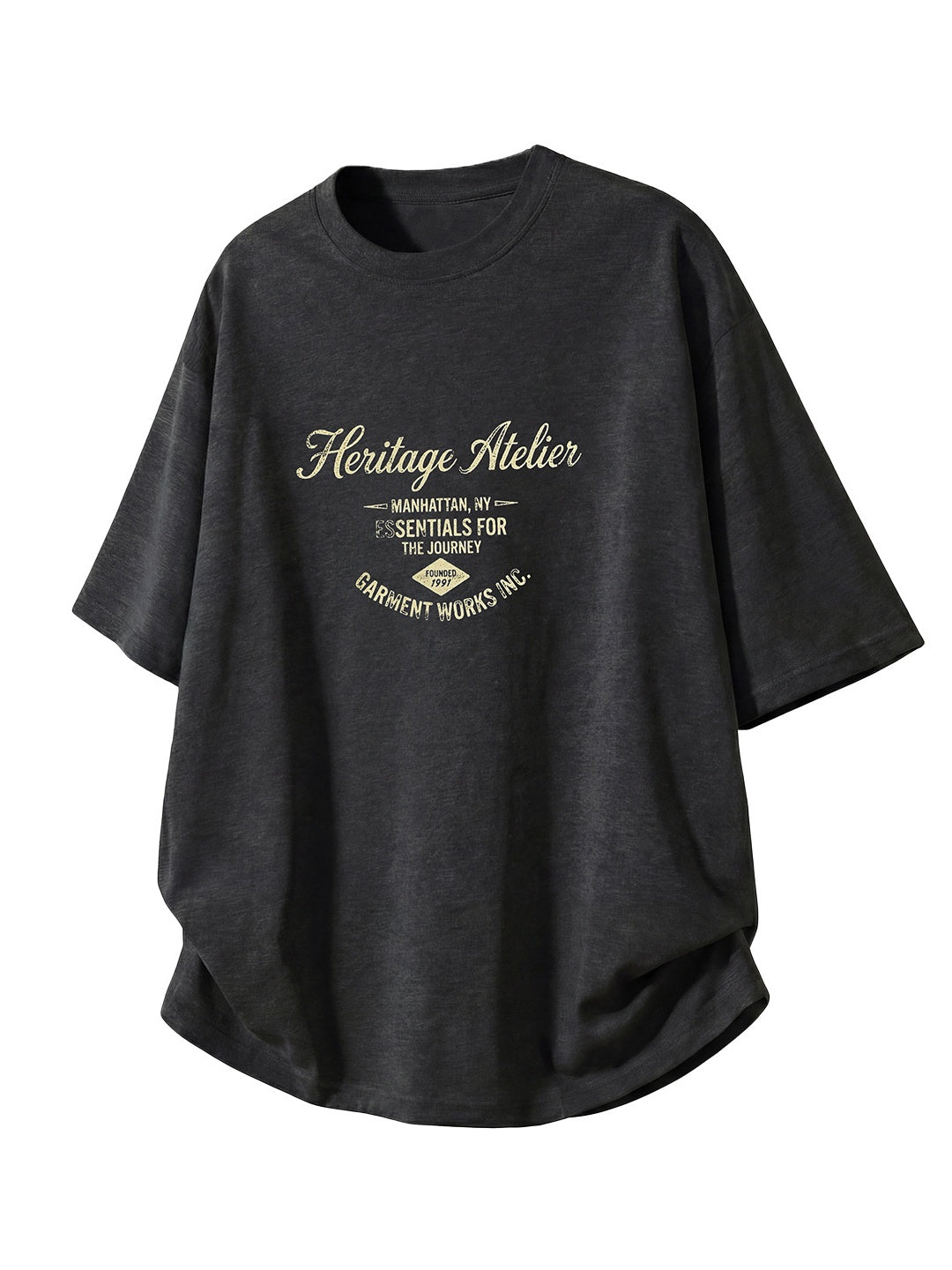 Distressed Mottled Letter Printed T-shirts