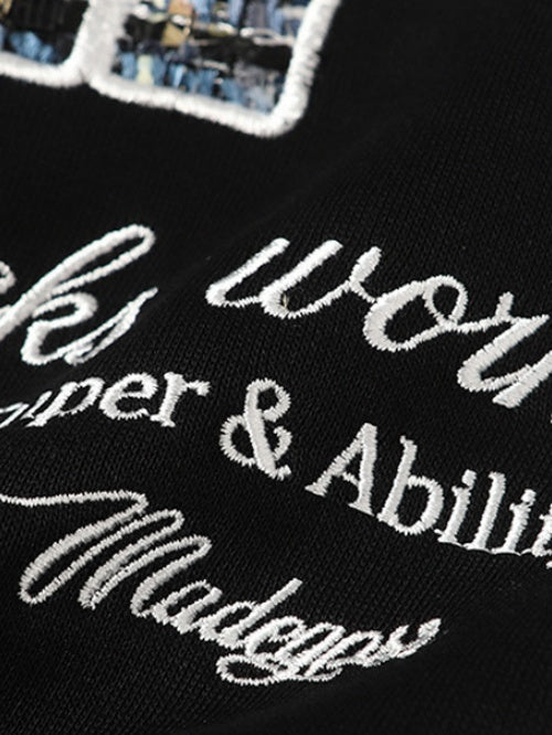 Appliqué Embroidery Letter Hoodies