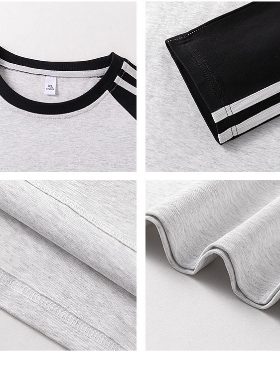 Liber Autumn Neutral wear Color matching Stripes T-shirts