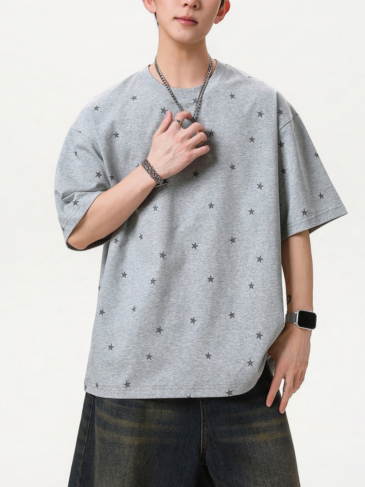 Star Printed Loose-fit T-shirts