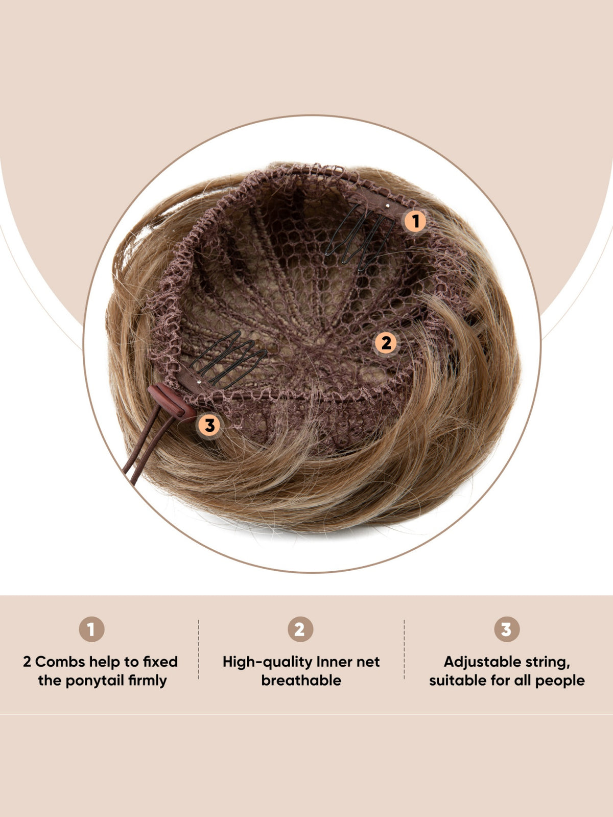 Pull-cord Bun Wig/hairpiece