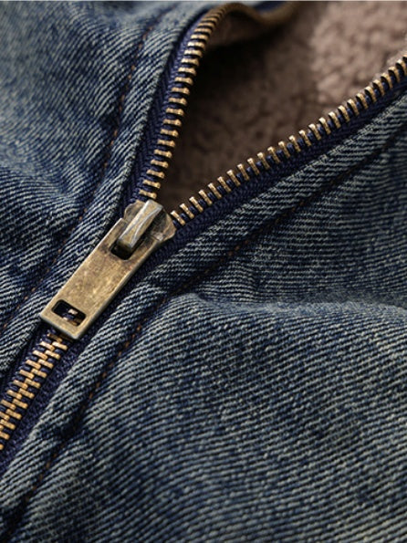 Retro Maillard Fleece Denim Jacket