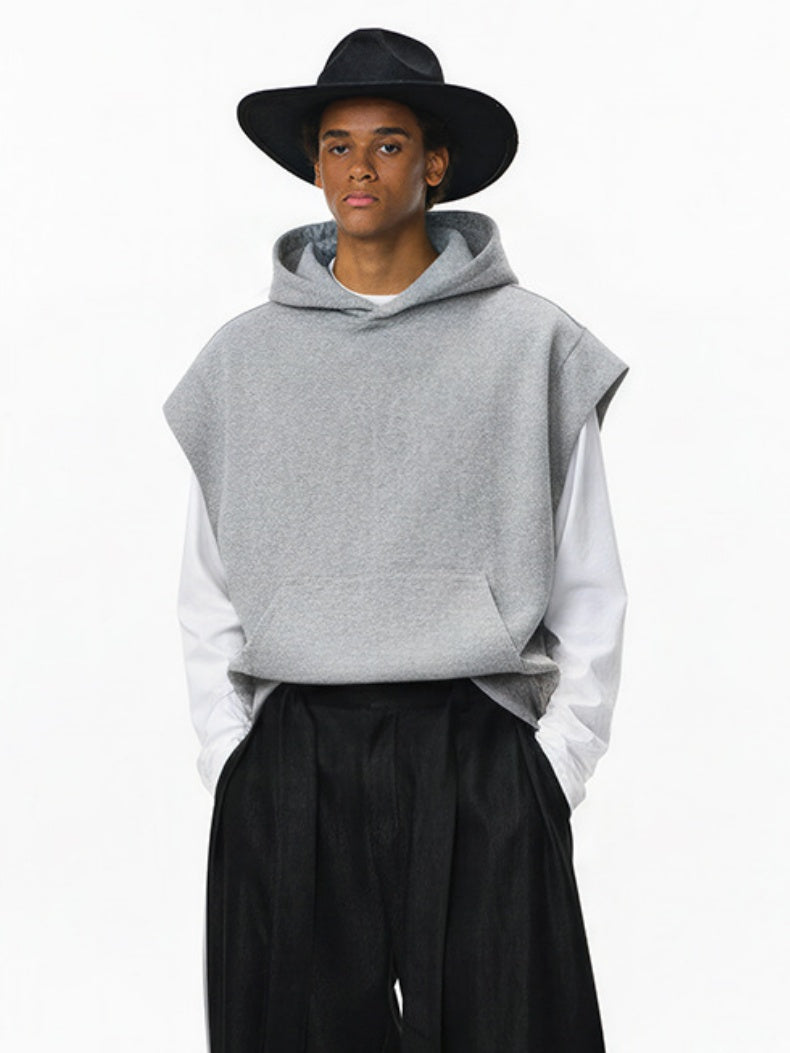 Street Rolled Sleeveless Hoodies Waistcoat Vest