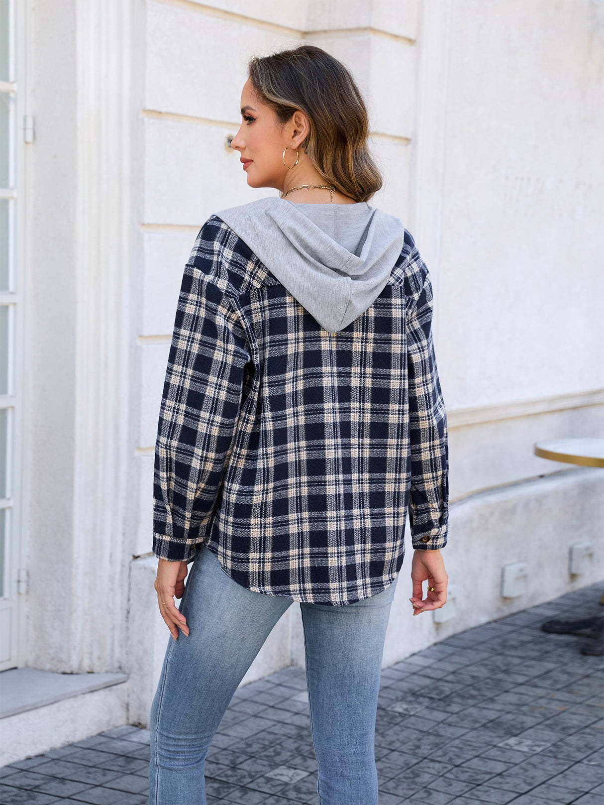 Woolen Plaid Button Jacket