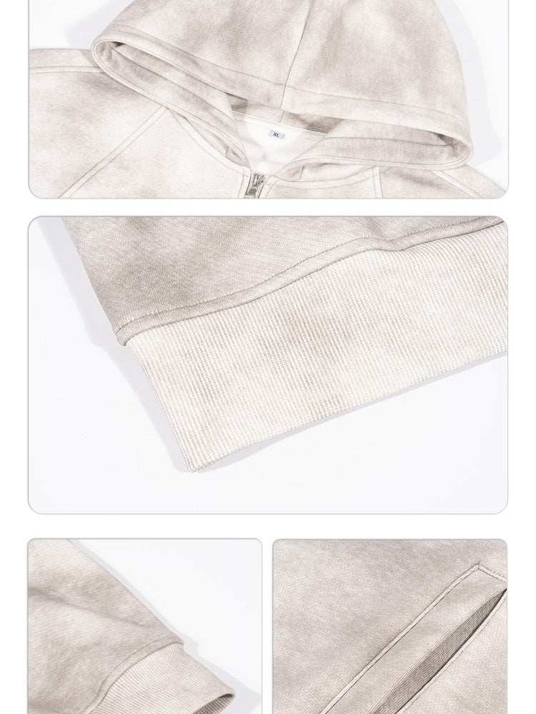 Old Style Cardigan Zipper Fleece Sweatshirt