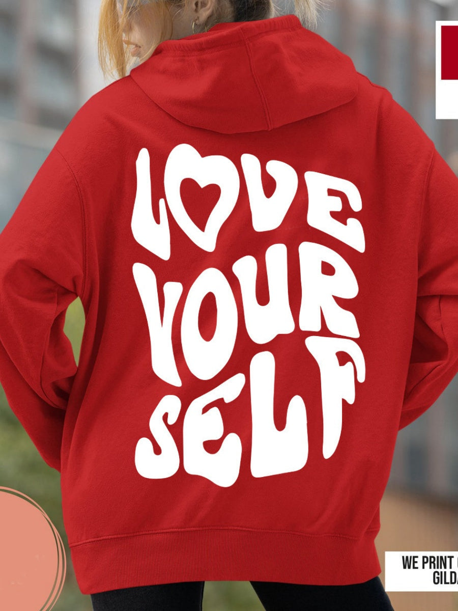 Back Letter Print Leisure Hoodies