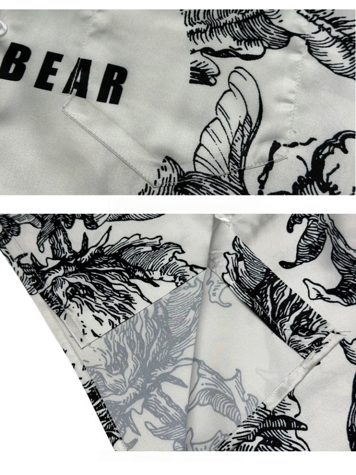 Jacquard Dark Pattern Cuban Territory Vintage Shirts