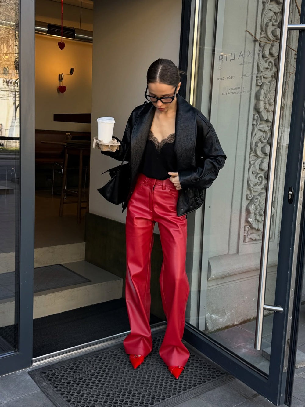 Loose-fitting Lapel Short Leather Jacket