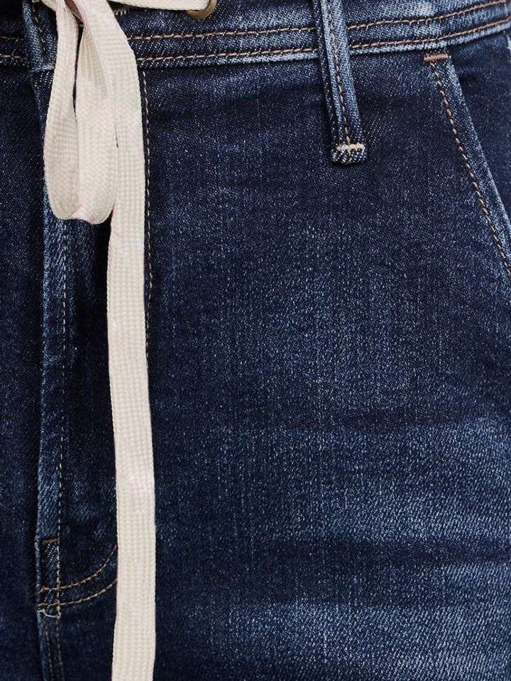 Drawstring Wide-Leg Jeans
