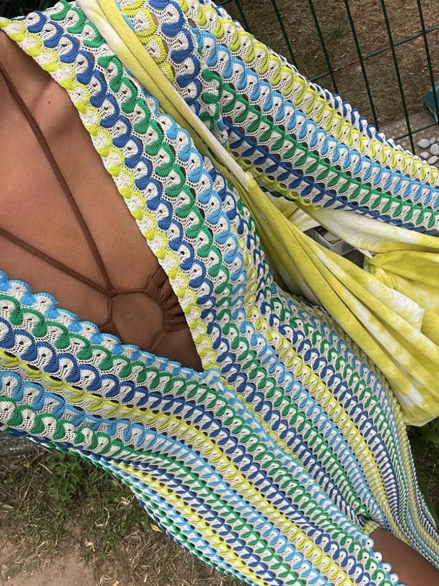 Boho Deep V-Neck Split Maxi Dress