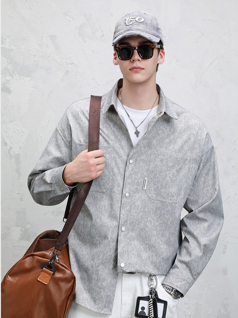 Vintage Distressed Tie-dye Design Loose Long-sleeved Shirt