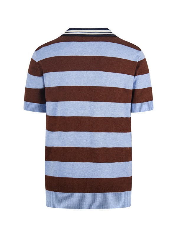 Retro College Style Color-blocked Stripes POLO Shirt