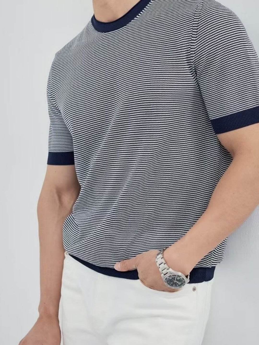 Pinstripes Lightweight Color-blocked T-shirts