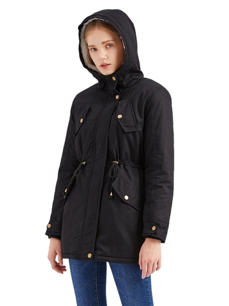 Cotton Solid Color Hooded Thick Plush Cotton Clothes