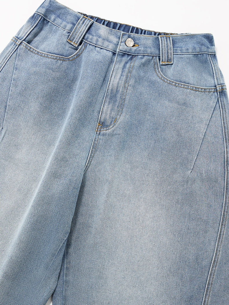 Retro Washing Old Blended Wide-leg Tooling Jeans