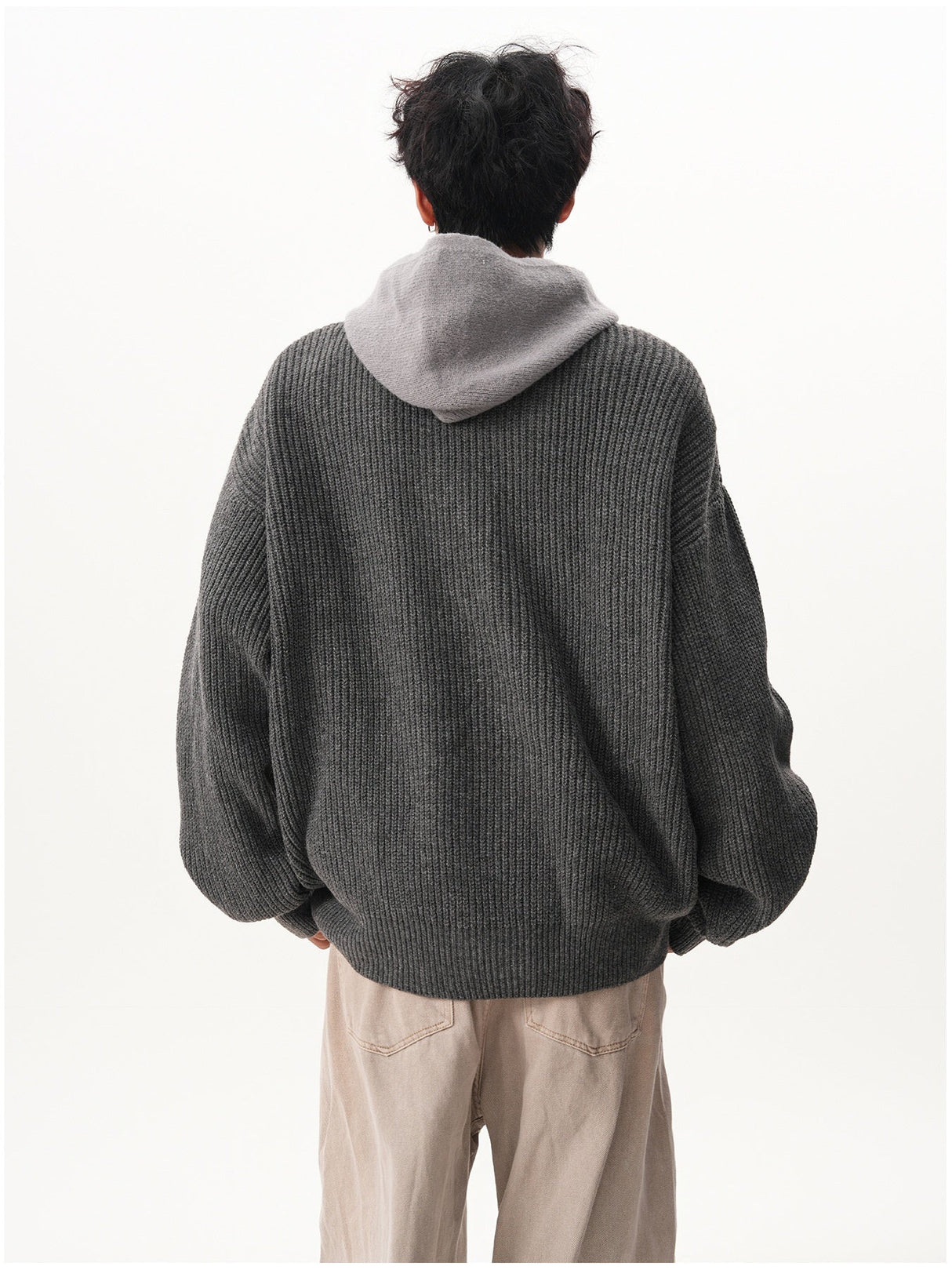 Layered-look Hooded Cardigan