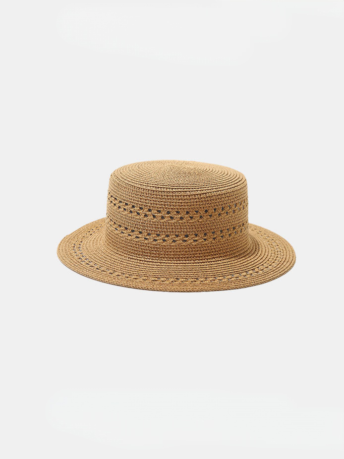 Flat-topped Woven Straw Hat