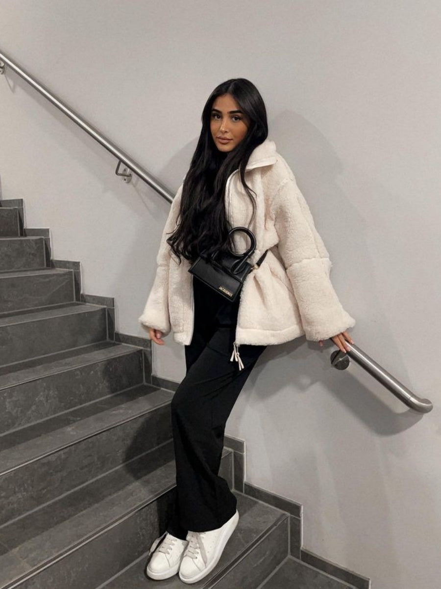 Liber Autumn Women's Zipper Lambswool Winter Coats