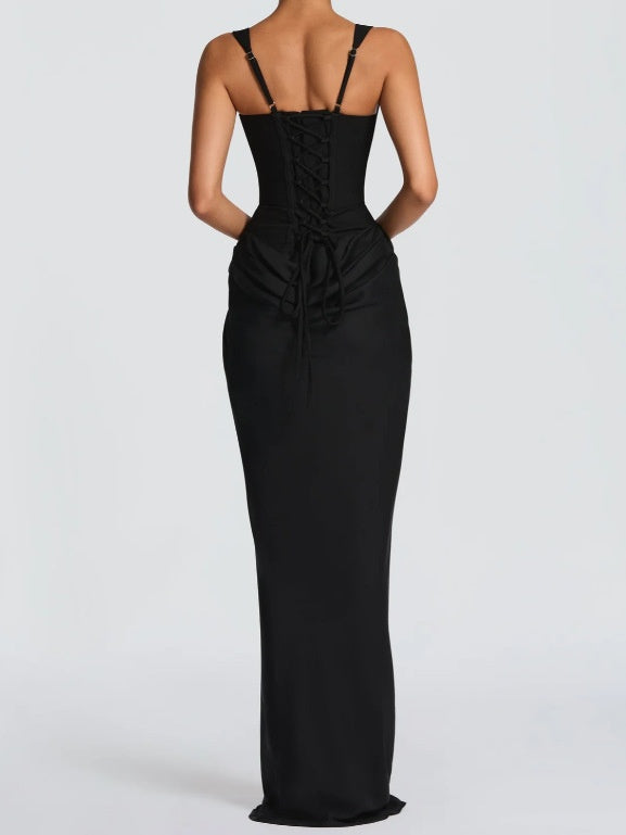 Sexy Pleated Halter-neck Fishtail Design Elegant Strapless Bodycon Dress