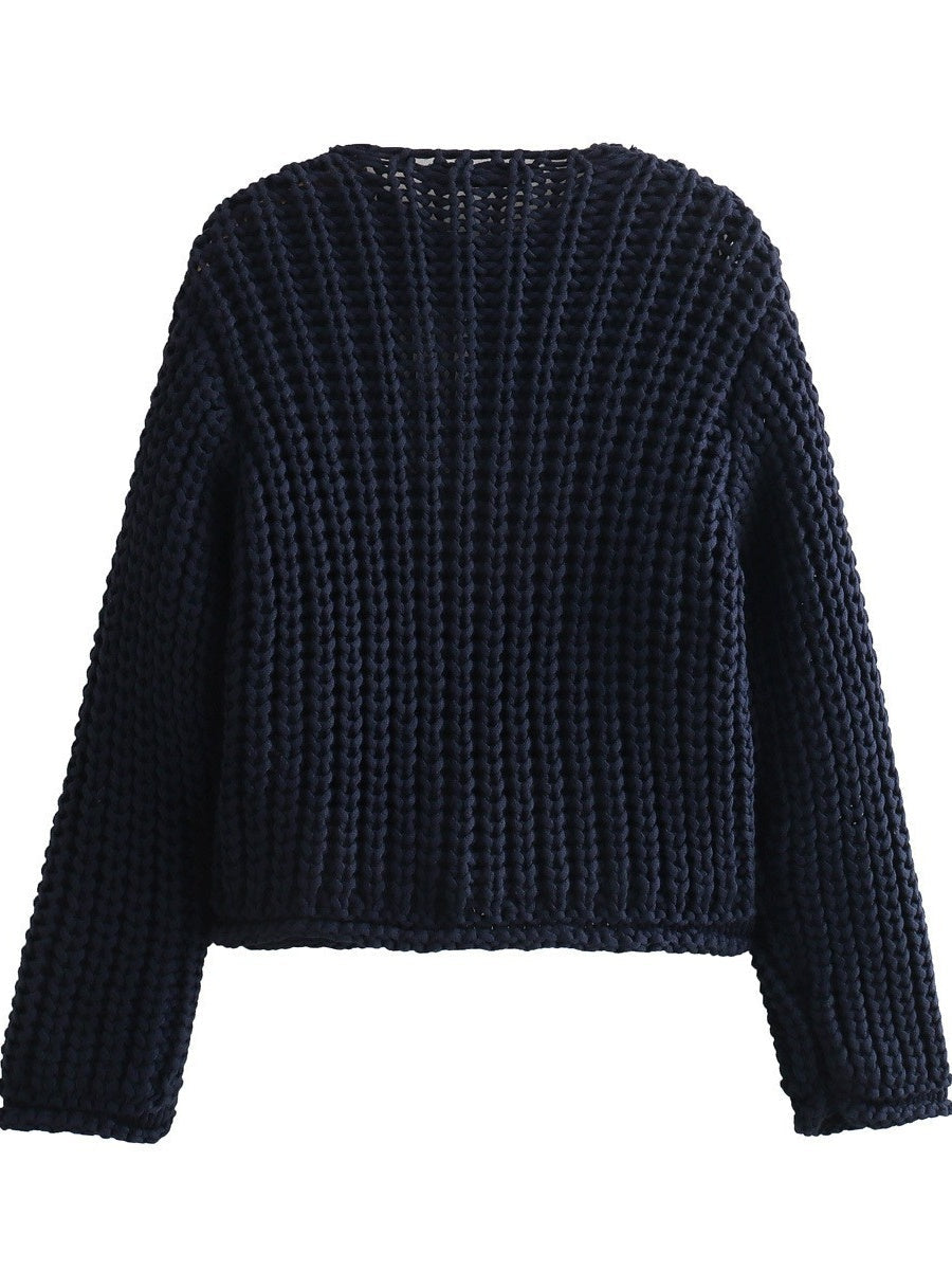 Metal Buttons Cropped knitted cardigan