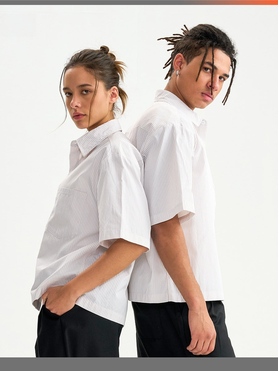 Liber Summer Men's Front pockets Stripes Shirts