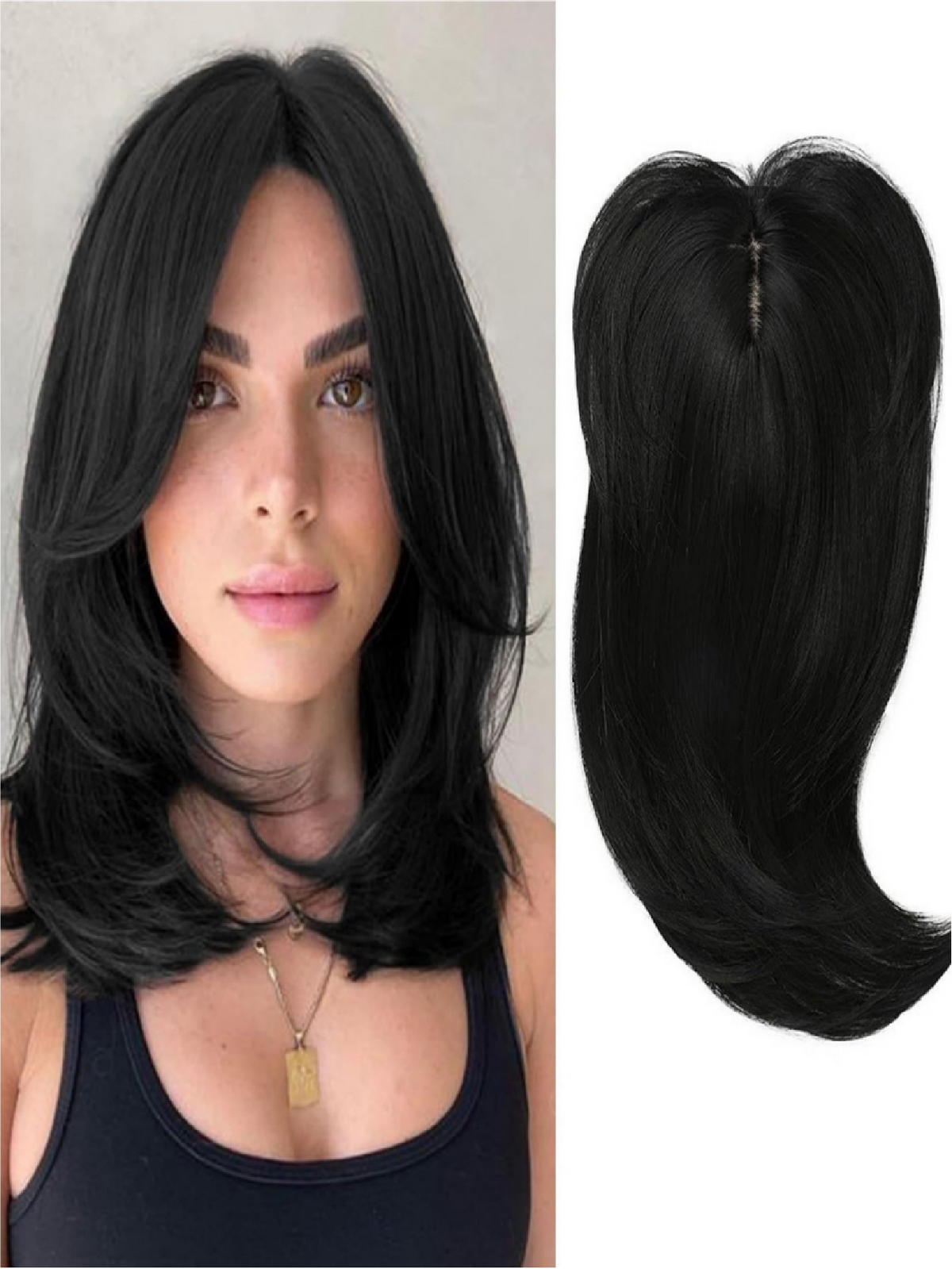 Invisible, Seamless, Long, Curly Wig With White Hair Covering