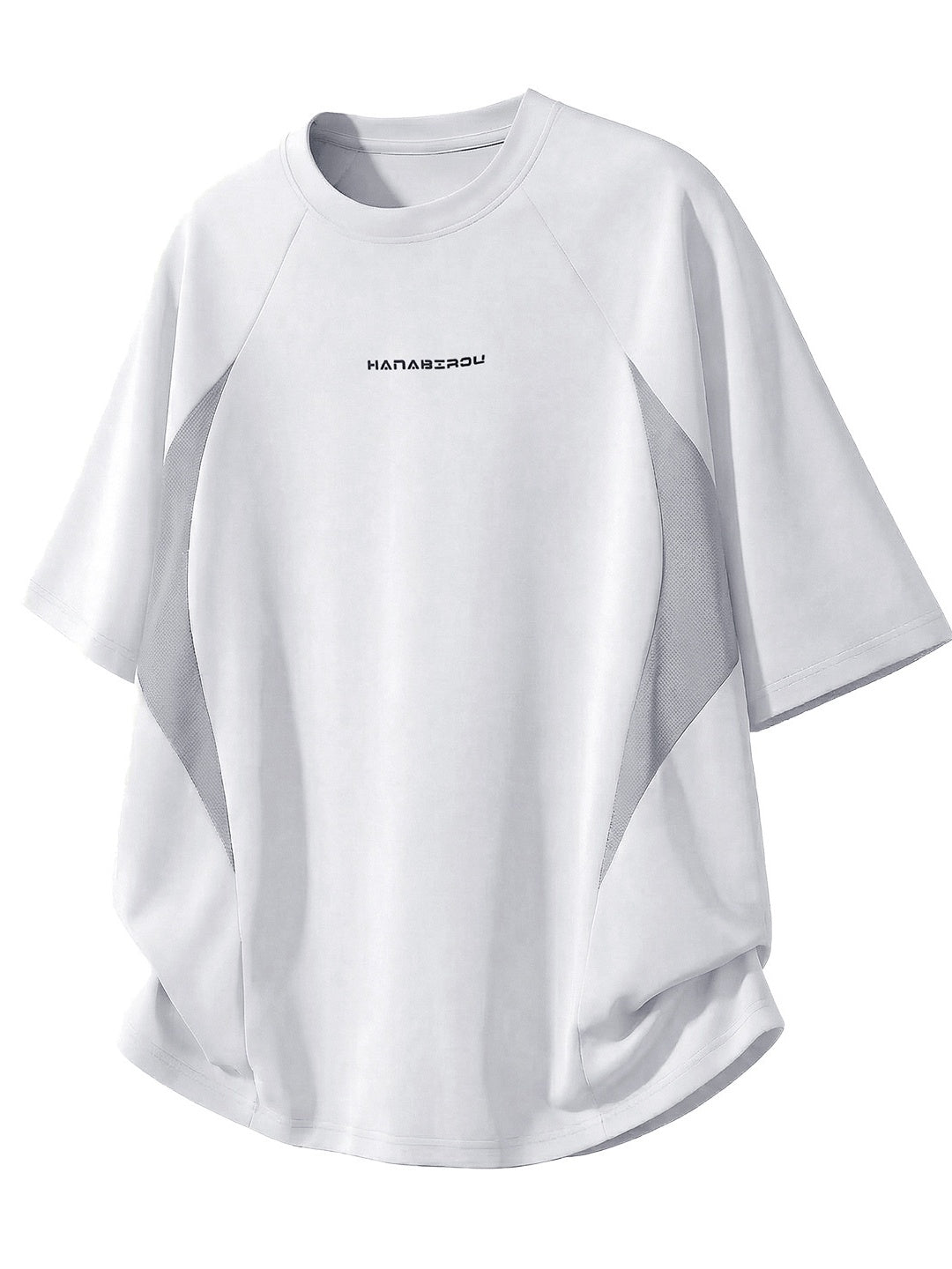 Color-blocked Mesh Patchwork Letter Print T-shirts