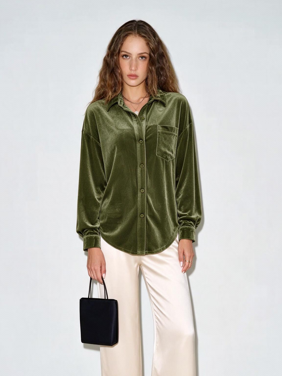 Long-sleeved Velvet Cardigan Blouse&Shirts