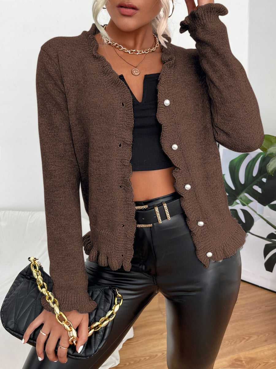 Wood ear Solid Color Cardigans