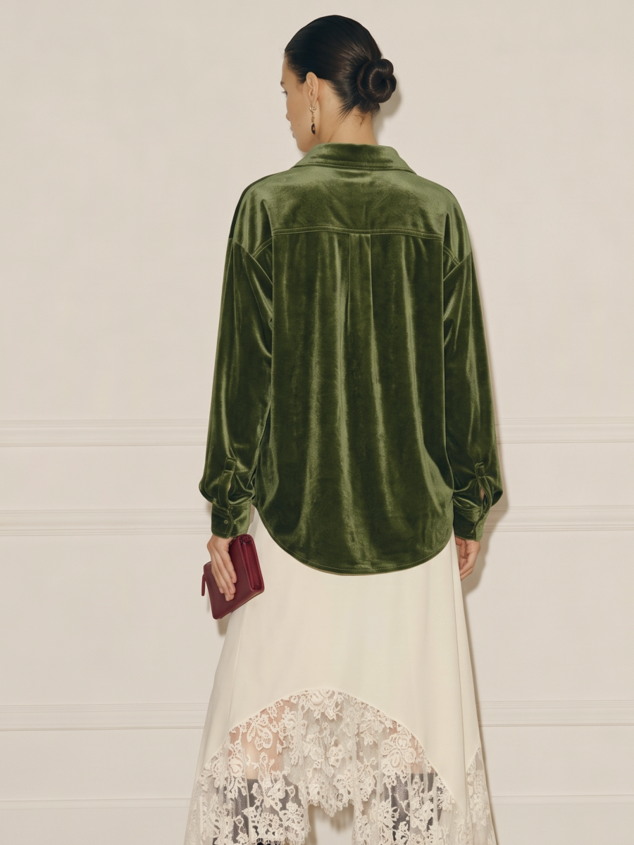 Long-sleeved Velvet Cardigan Blouse&Shirts