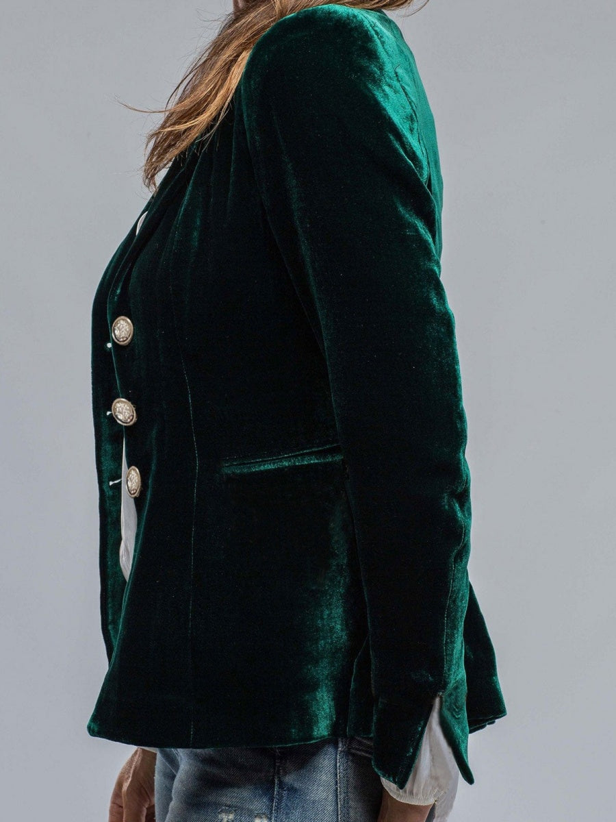 Velvet Long Sleeve Pocket Blazers