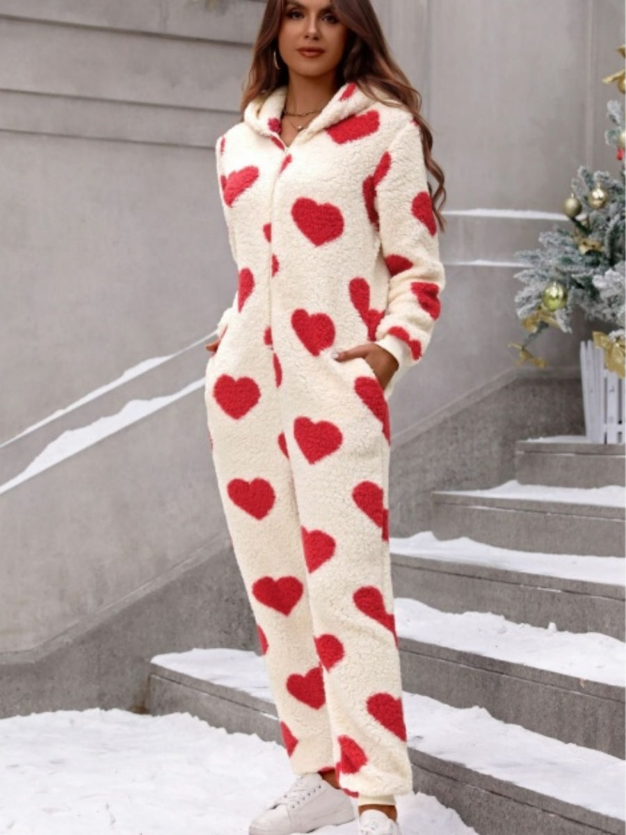Jumpsuit Pockets Hooded Pajamas