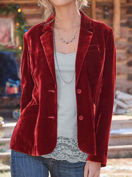 Velvet Slit Long Sleeve Leisure Blazers