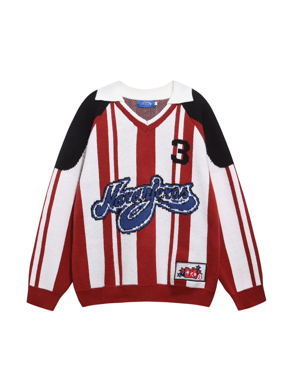 Christmas Retro Contrasting Letters Jacquard Small Lapel Pullover Sweater