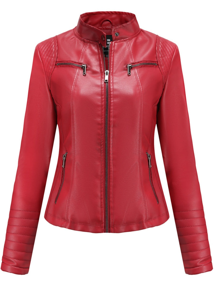 Street Cool Thin Three-dimensional Decoration Leather Jacket