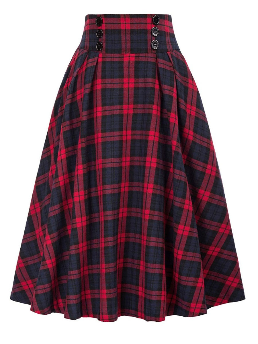 Liber Autumn Women's High waist Plaid Skirts