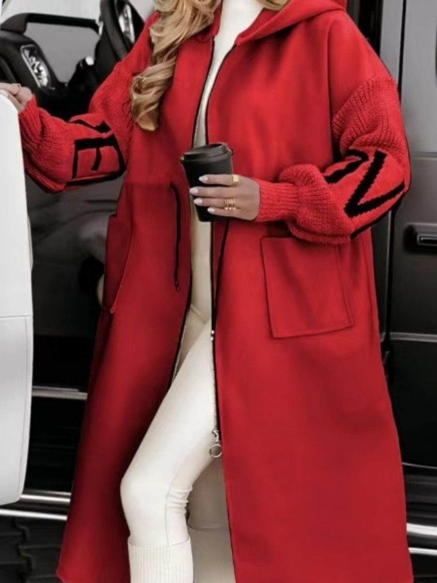 Liber Autumn Women's Pocket Letter Drawstring Long Trench Coats