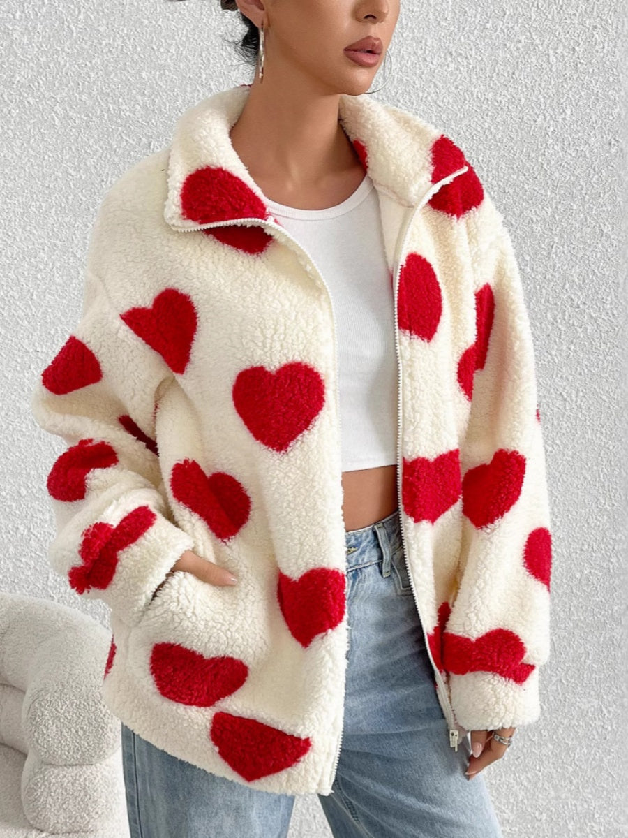 Christmas Cardigan Zipper Heart Jacket
