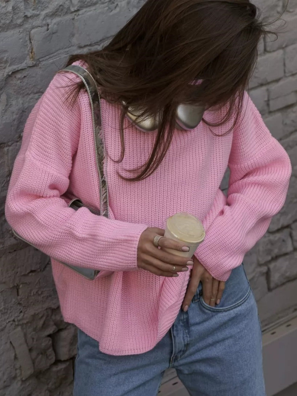 Liber Crew Neck Solid Color Knitted Sweater