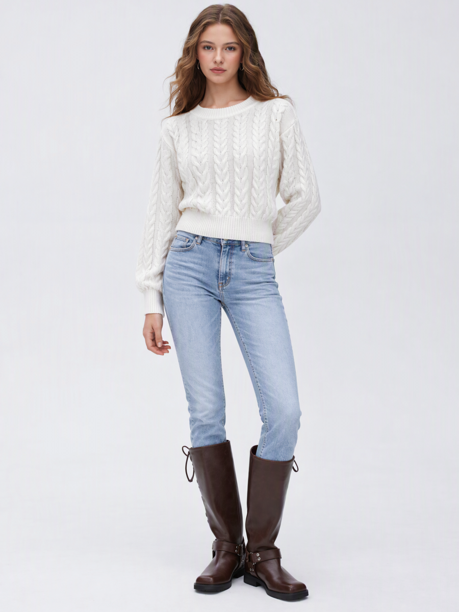 Cable Knit Cropped Sweater