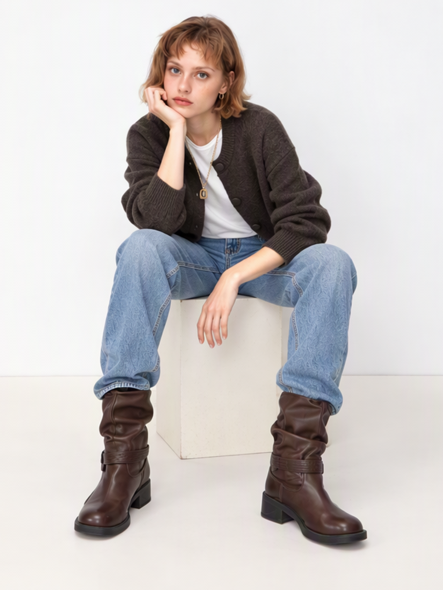 Long-sleeved Casual Loose Sweater Cardigan Solid Color Cardigans