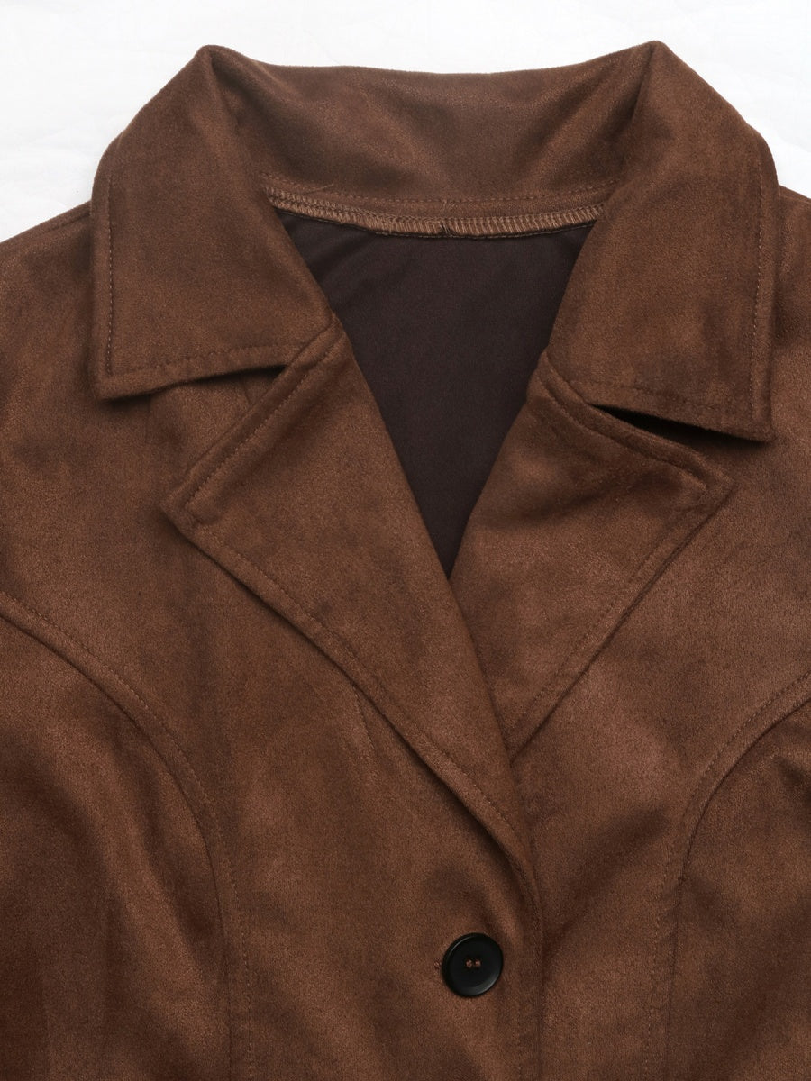Retro-style Long Wool Coat With Suit Collar Coats