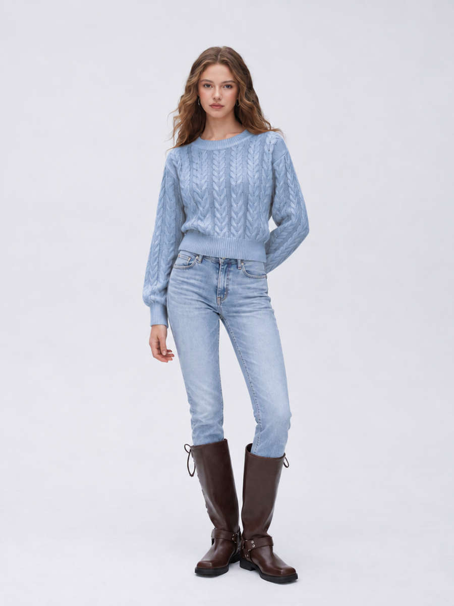 Cable Knit Cropped Sweater