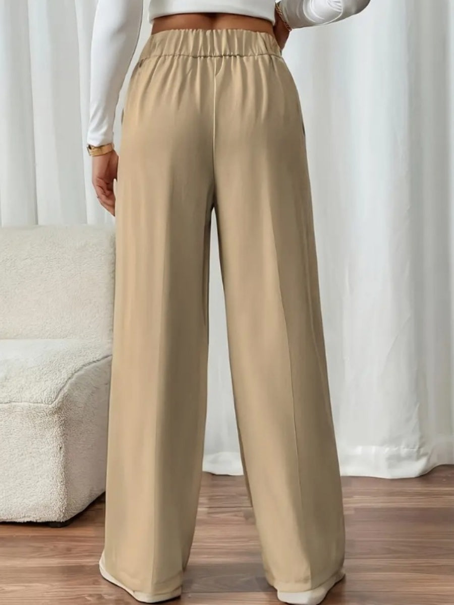 Casual High-waisted Loose Straight leg Pocket Pants