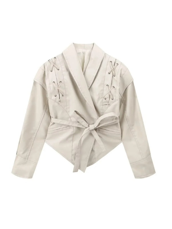 Lace-up Faux Leather Jacket