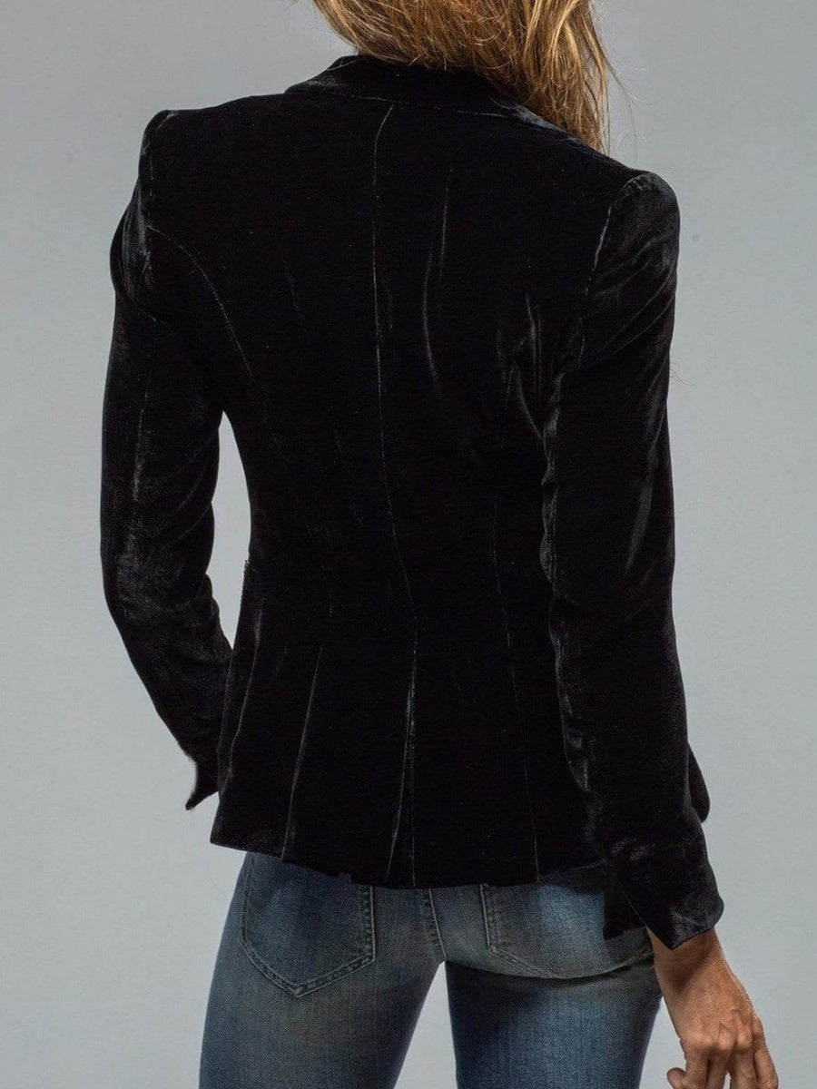 Velvet Long Sleeve Pocket Blazers