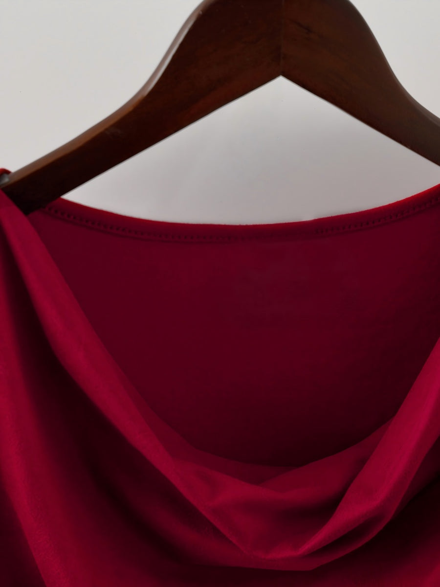 Dangling Long Sleeves Base Layer Burgundy T-shirt