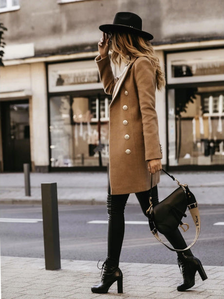 Long Sleeve Suit Collar Double-breasted Coats