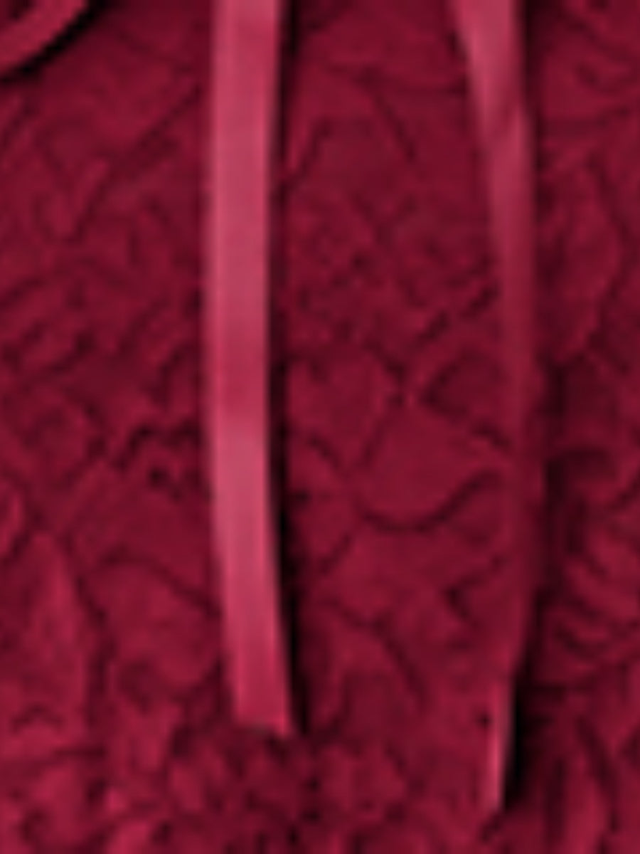 Lace Long Sleeves Straps Burgundy Fang Ling Splicing T-shirt