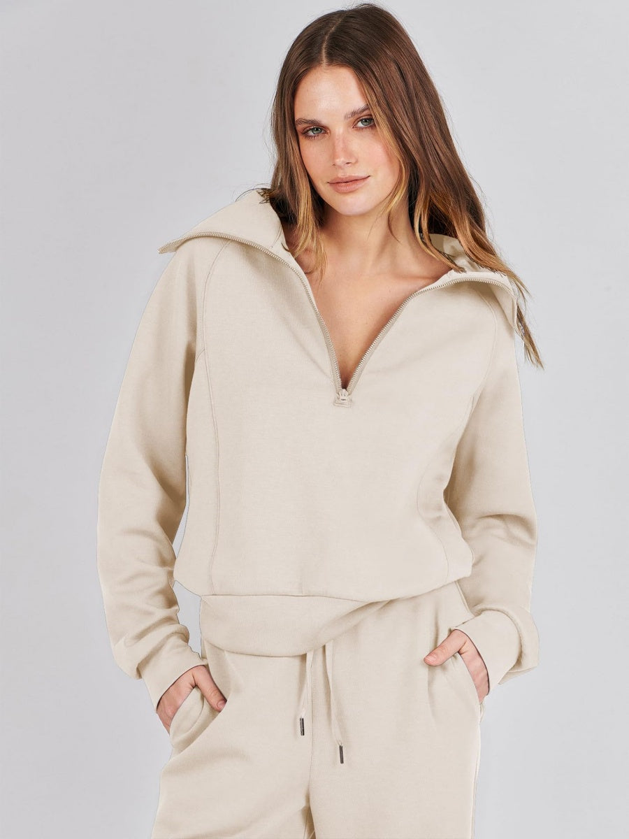 Ensembles 2 pièces Liber Automne pour femmes, fermeture éclair, couleur unie